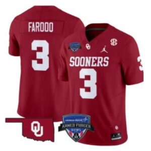 Jalil Farooq  #3 Oklahoma Sooners 2025 Armed Forces Bowl Patch   Crimson