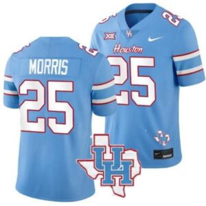 Jamal Morris  #25 Houston Cougars Oilers Inspired Vapor Map   Blue