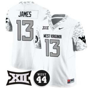 James  #13 West Virginia Mountaineers Vapor West 44 Patch   White