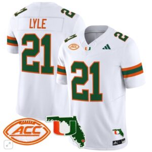 Jordan Lyle  #21 Miami Hurricanes Vapor ACC Patch   White