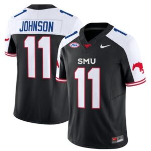 Lj Johnson JR.  #11 SMU Mustangs Icy Whites Vapor   Black Alternate