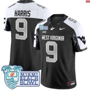 Major Harris  #9 West Virginia Mountaineers 2025 Miami Beach Bowl Vapor  Black Alt
