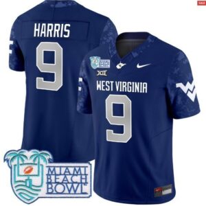 Major Harris  #9 West Virginia Mountaineers 2025 Miami Beach Bowl Vapor  Navy