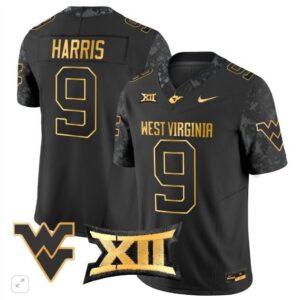 Major Harris  #9 West Virginia Mountaineers Vapor Patch   Black Gold