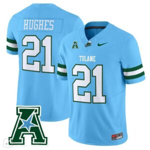 Makhi Hughes  #21 Tulane Green Wave Home Vapor Patch   Blue
