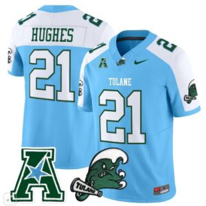 Makhi Hughes  #21 Tulane Green Wave Home Vapor Patch   Blue Alternate