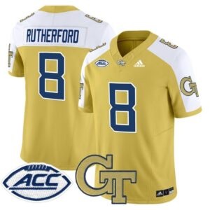 Malik Rutherford  #8 Georgia Tech Yellow Jackets ACC Vapor   Gold Alternate