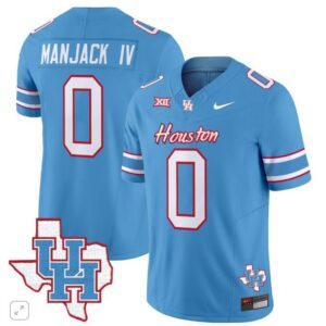 Manjack IV  #0 Houston Cougars Oilers Inspired Vapor Map   Blue