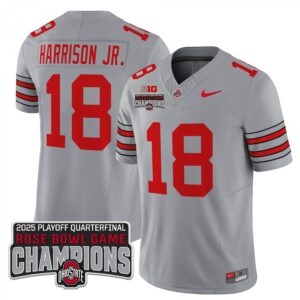 Marvin Harrison JR  #18 Ohio State Buckeyes Rose Bowl Champions Patch   Gray
