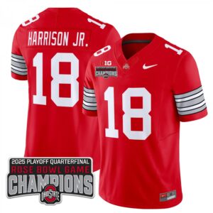 Marvin Harrison JR  #18 Ohio State Buckeyes Rose Bowl Champions Patch   Red