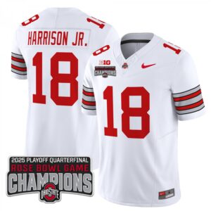 Marvin Harrison JR  #18 Ohio State Buckeyes Rose Bowl Champions Patch   White