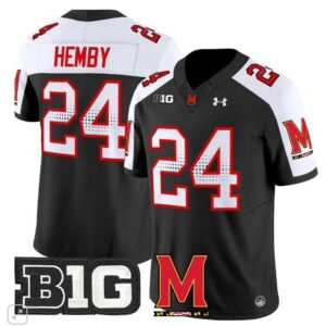 Maryland Terrapins Roman Hemby  #24 Home Vapor Patch College   Black Alternate