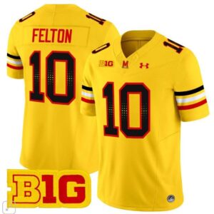 Maryland Terrapins Tai Felton  #10 Home Vapor Patch College   Gold