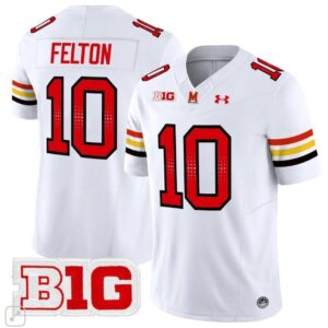 Maryland Terrapins Tai Felton  #10 Home Vapor Patch College   White