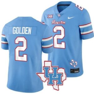 Matthew Golden  #2 Houston Cougars Oilers Inspired Vapor Map   Blue
