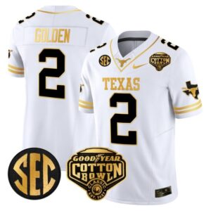 Matthew Golden  #2 Texas Longhorns Cotton Bowl Patch College   White Gold