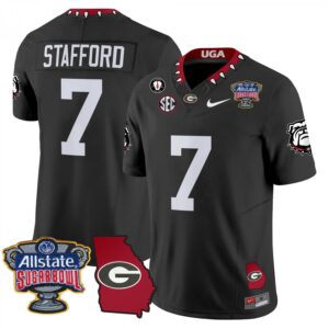 Matthew Stafford  #7 Georgia Bulldogs Sugar Bowl Georgia Map Vapor   Black