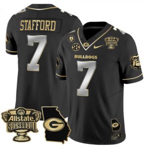 Matthew Stafford  #7 Georgia Bulldogs Sugar Bowl Georgia Map Vapor  Black Limited