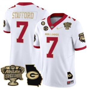 Matthew Stafford  #7 Georgia Bulldogs Sugar Bowl Georgia Map Vapor  White Gold
