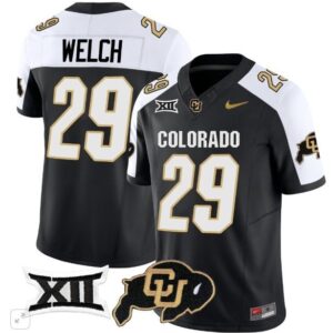 Micah Welch  #29 Colorado Buffaloes Vapor Big 12 Patch   Black Alternate