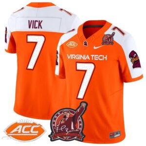 Michael Vick  #7 Virginia Tech Hokies Coach Frank Beamer   Orange Alternate
