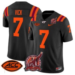 Michael Vick  #7 Virginia Tech Hokies Coach Frank Beamer Patch   Black