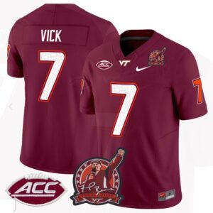 Michael Vick  #7 Virginia Tech Hokies Coach Frank Beamer Patch   Maroon