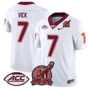 Michael Vick  #7 Virginia Tech Hokies Coach Frank Beamer Patch   White