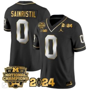 Mike Sainristil  #0 Michigan Wolverines 2024 CFP National Champions Vapor  Black Limit