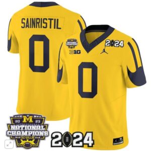 Mike Sainristil  #0 Michigan Wolverines 2024 CFP National Champions Vapor  Gold