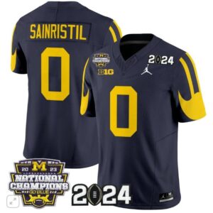 Mike Sainristil  #0 Michigan Wolverines 2024 CFP National Champions Vapor  Navy