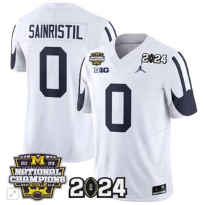 Mike Sainristil  #0 Michigan Wolverines 2024 CFP National Champions Vapor  White
