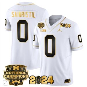 Mike Sainristil  #0 Michigan Wolverines 2024 CFP National Champions Vapor  White Gold