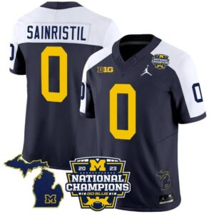 Mike Sainristil  #0 Michigan Wolverines National Champions Vapor Map  Navy Alternate