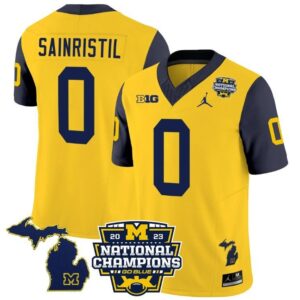 Mike Sainristil  #0 Michigan Wolverines National Champions Vapor Map  Sleeves Navy