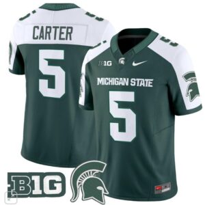 Nate Carter  #5  Michigan State Spartans Vapor B1G Patch   Green Alternate