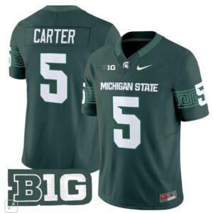 Nate Carter  #5 Michigan State Spartans Home Vapor B1G Patch College   Green
