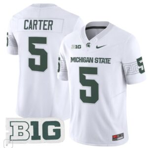 Nate Carter  #5 Michigan State Spartans Home Vapor B1G Patch College   White
