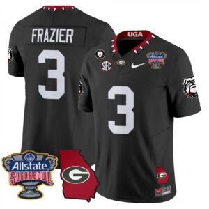 Nate Frazier  #3 Georgia Bulldogs Sugar Bowl Georgia Map Vapor   Black