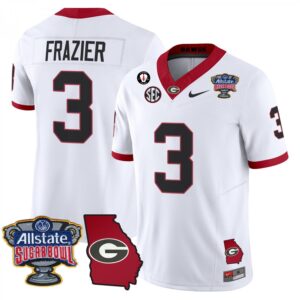 Nate Frazier  #3 Georgia Bulldogs Sugar Bowl Georgia Map Vapor   White
