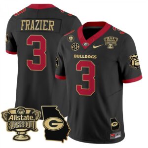 Nate Frazier  #3 Georgia Bulldogs Sugar Bowl Georgia Map Vapor  Black Gold