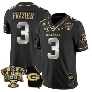Nate Frazier  #3 Georgia Bulldogs Sugar Bowl Georgia Map Vapor  Black Limited