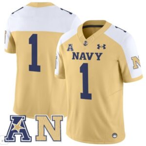 Navy Midshipmen Blank Name  #1 Vapor Patch College   Gold Alternate