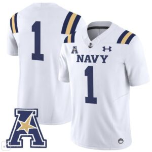 Navy Midshipmen Blank Name  #1 Vapor Patch College   White