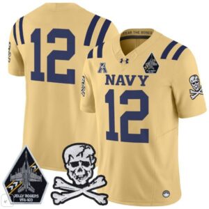 Navy Midshipmen Blank Name  #12 Vapor Patch College   Gold