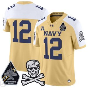 Navy Midshipmen Blank Name  #12 Vapor Patch College   Gold Alternate