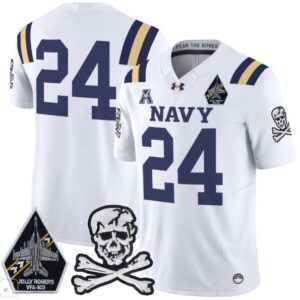 Navy Midshipmen Blank Name  #24 Vapor Patch College   White