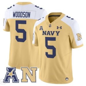 Navy Midshipmen Braxton Woodson  #5 Vapor Patch College   Gold Alternate