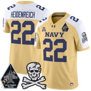 Navy Midshipmen Eli Heidenreich  #22 Vapor Patch College   Gold Alternate