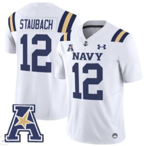 Navy Midshipmen Roger Staubach  #12 Vapor Patch College   White